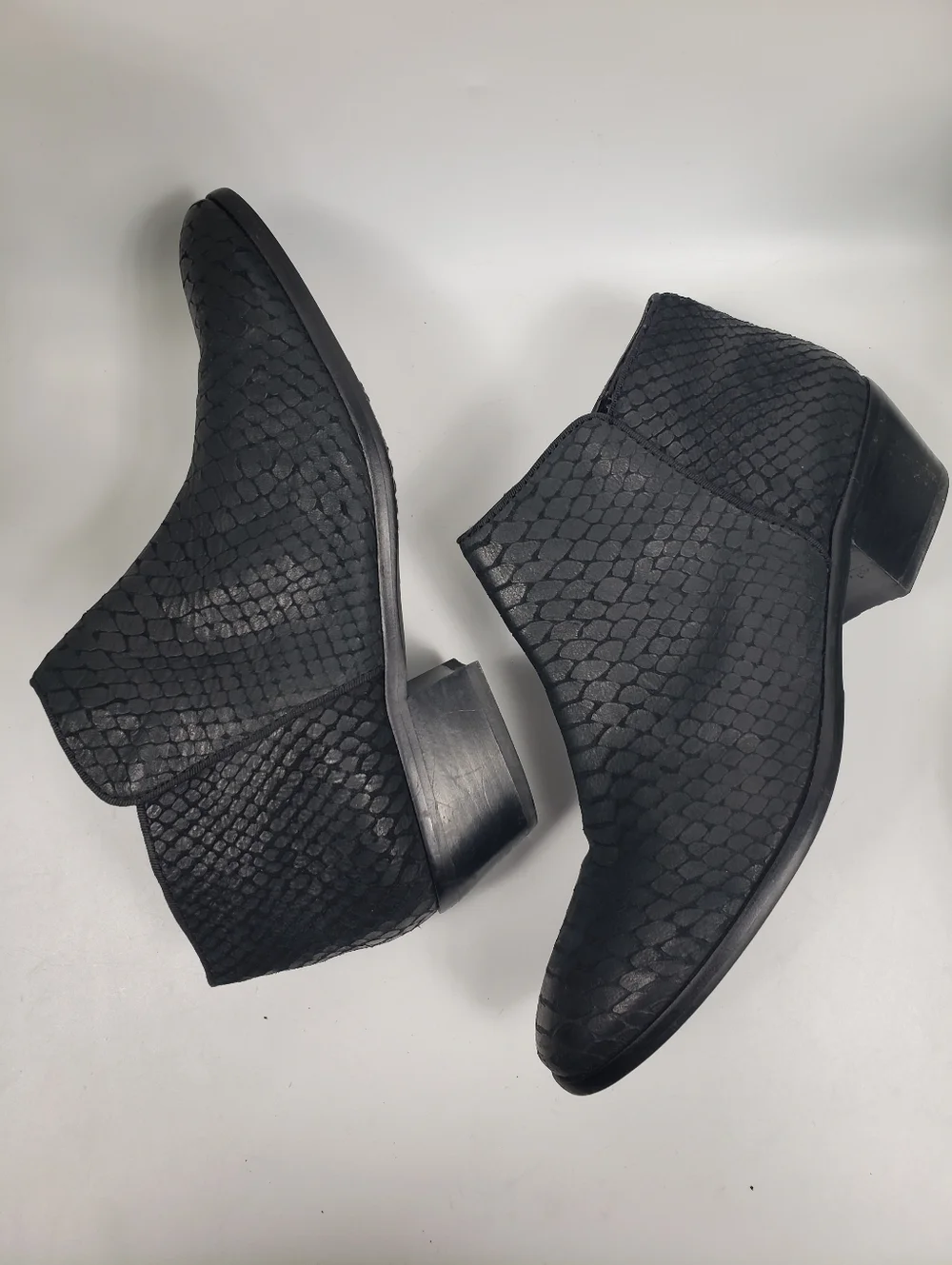 Sam Edelmann Black Reptile Ankle Booties - Leather Western Coastal Cowgirl 8